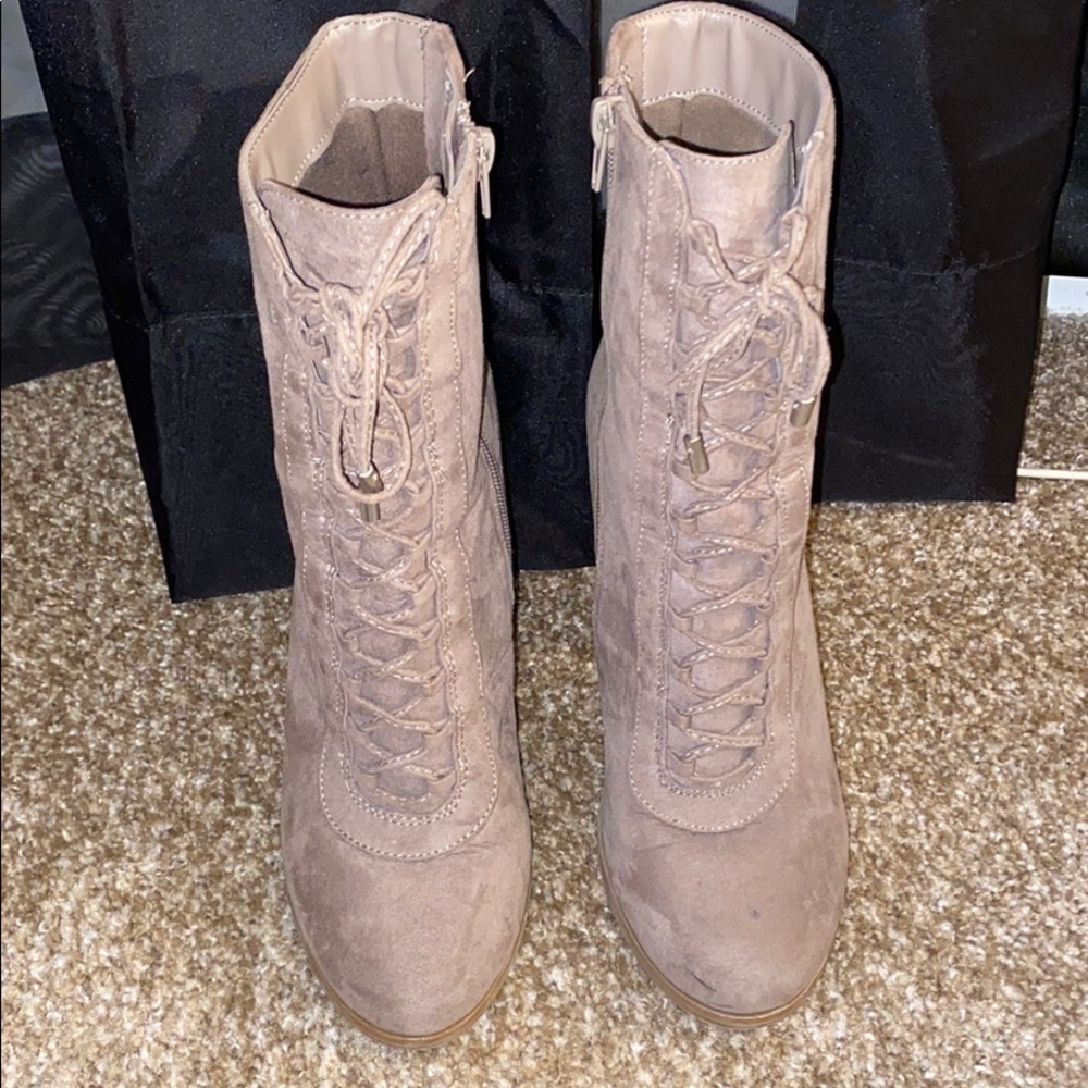 Tan Lace up booties